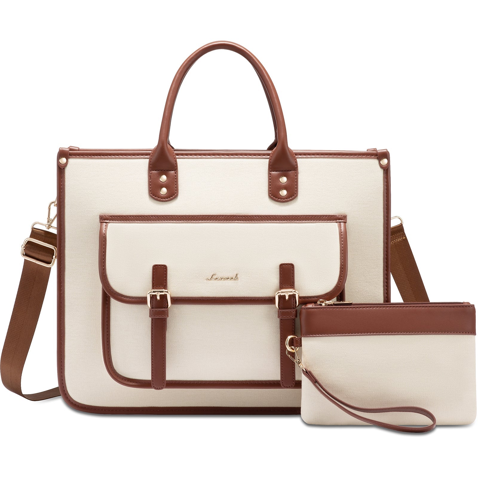 Lovevook Travel Bag Beige - Spacious Weekender with Handy Pockets & Clutch