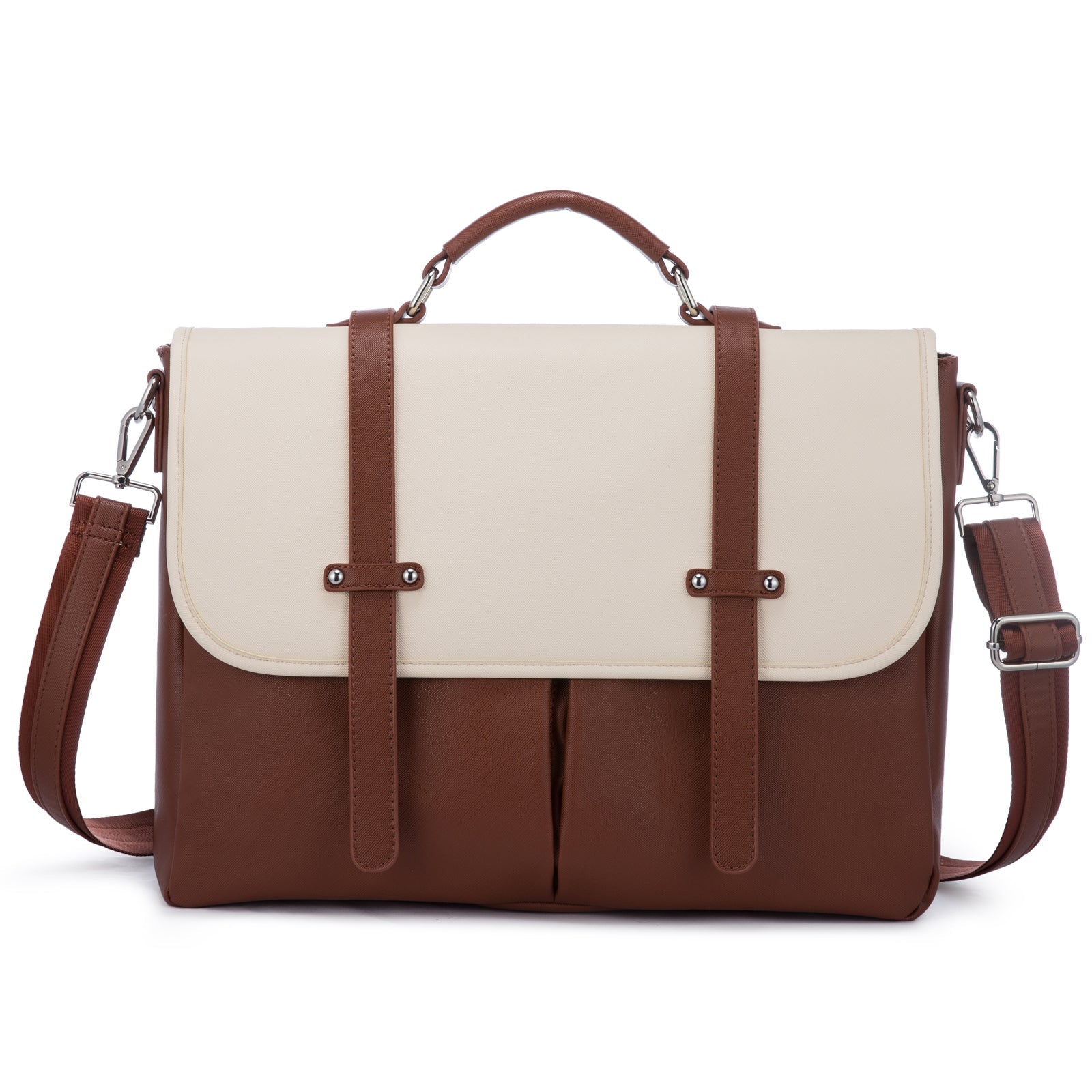 Lovevook Women's Laptop Bag Beige-Brown - Sleek and Functional Work Bag with Multiple Pockets