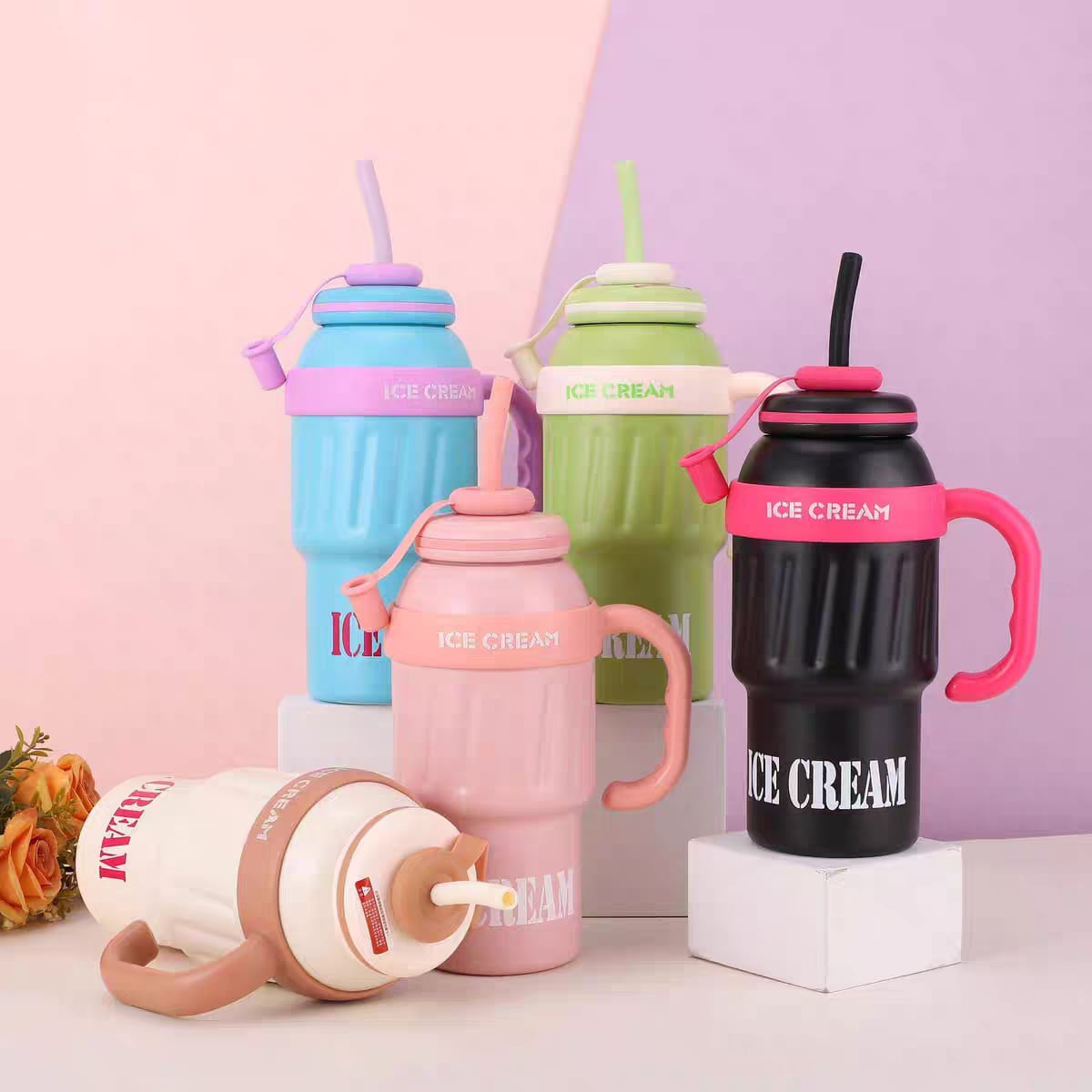 CoolSip Stainless Steel Vacuum Tumbler with Handle, Straw & Lid