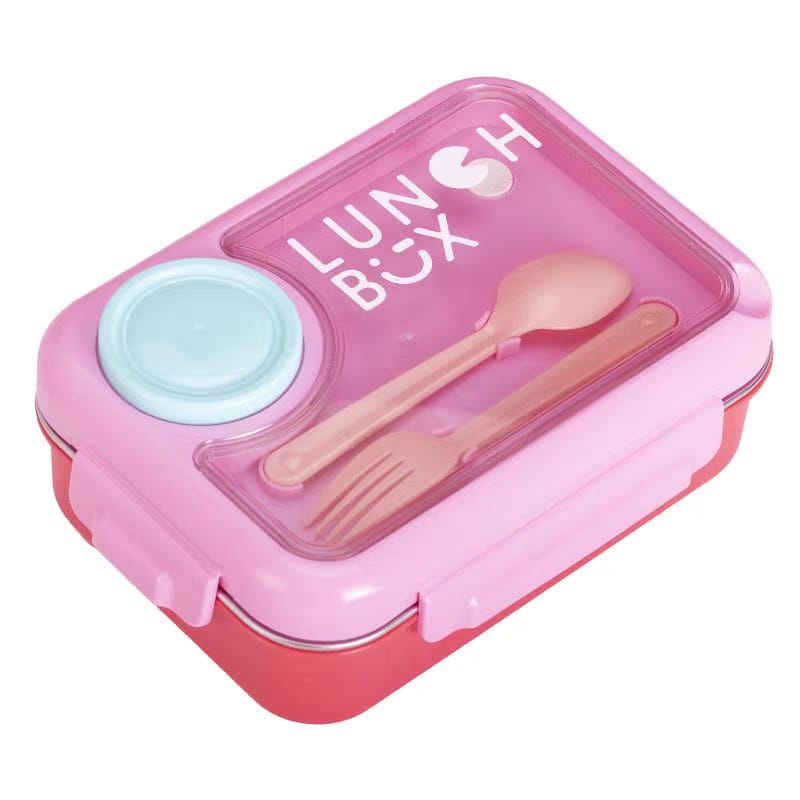 Eco-Friendly Stainless Steel Lunch Box With 3 Compartments & Sauce Dibbie